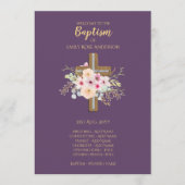Programme de baptême - Floral Cross Purple Gold (Devant)