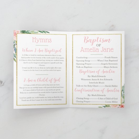 Programme de baptême LDS, Programme plié (Intérieur)