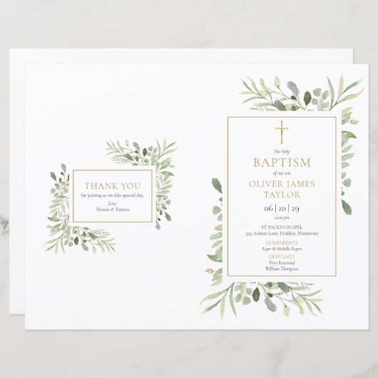 Programme de baptême pour le baptême du feuillage  (Devant / Derrière)