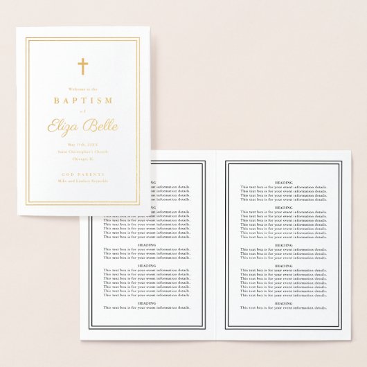 Programme de baptême religieux classique avec feui (Affichage)