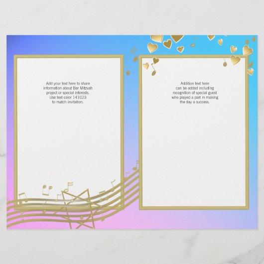 Programme de Bat mitzvah Love Song (Dos)