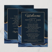 Programme de bienvenue de mariage bleu marine or m (Devant / Derrière)
