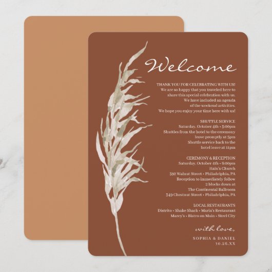 Programme de bienvenue de mariage en terre cuite b (Devant / Derrière)