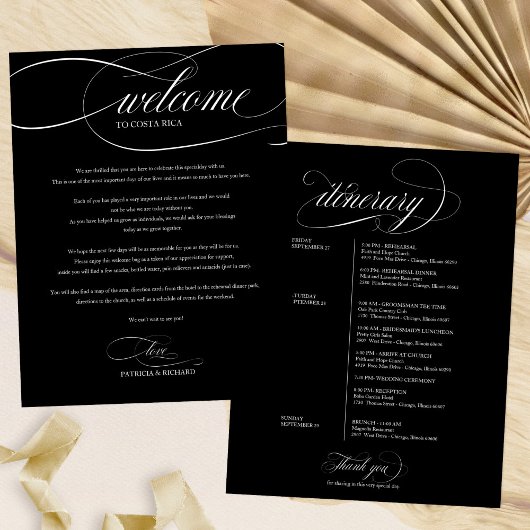 Programme de bienvenue du week-end de mariage noir