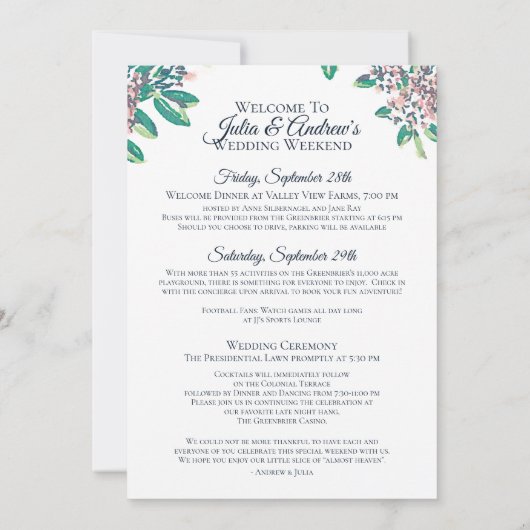 Programme de bienvenue pour Julia pour la nuit (Dos)