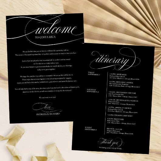 Programme de bienvenue pour le week-end de mariage