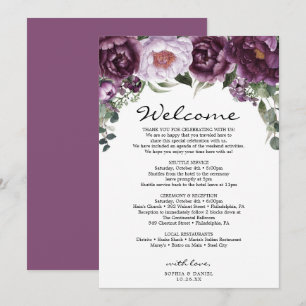 Programme de bienvenue pour un mariage aux pivoine