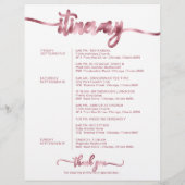 Programme de bienvenue pour un week-end de mariage (Dos)