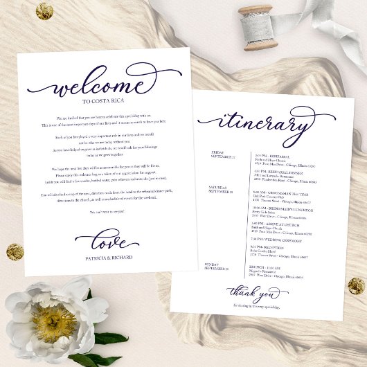 Programme de bienvenue pour un week-end de mariage
