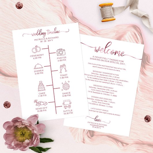 Programme de bienvenue pour un week-end de mariage