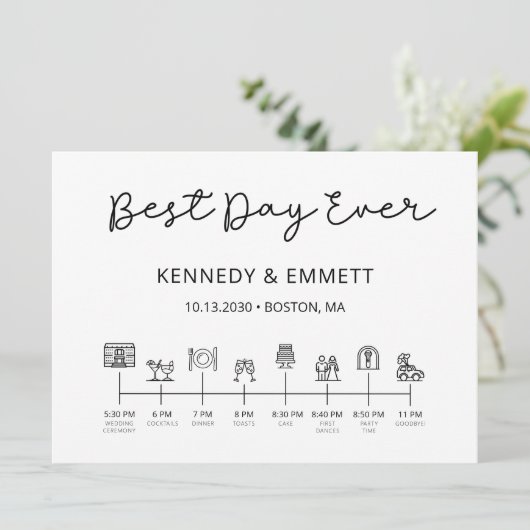 Programme de calendrier du jour de mariage (Debout devant)