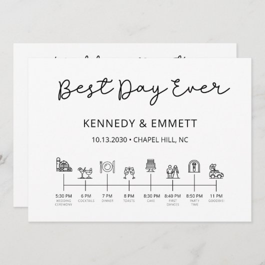 Programme de calendrier du jour du mariage de la g (Devant / Derrière)