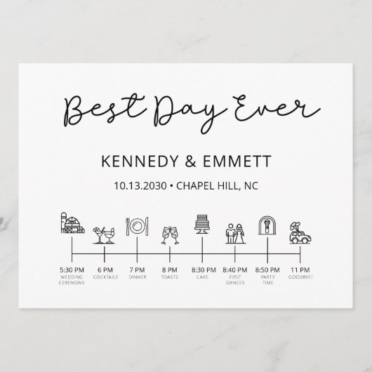 Programme de calendrier du jour du mariage de la g (Devant)