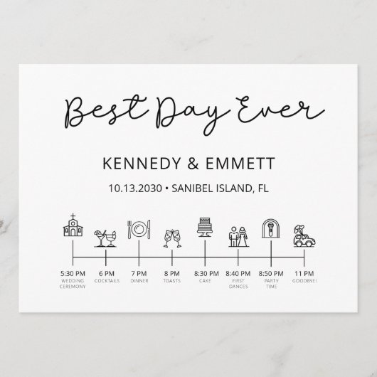 Programme de calendrier du jour du mariage de l'ég (Devant)