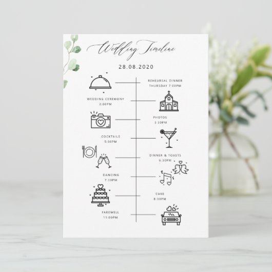 Programme de calendrier Mariage vert et bienvenue (Debout devant)