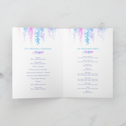 Programme de cascade d'art mariage aux fleurs bleu (Intérieur)