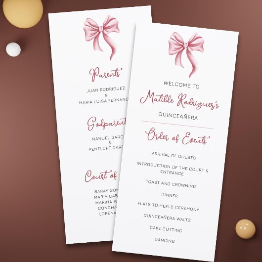 Programme de célébration de la Quinceañera Cute Pi