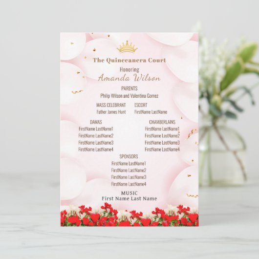 Programme de célébration de la Quinceanera rouge r (Debout devant)