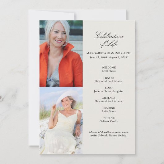 Programme de célébration de la vie à photos multip (Devant)