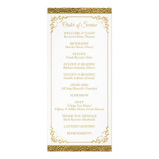 Programme de célébration de la vie avec photo (Dos)