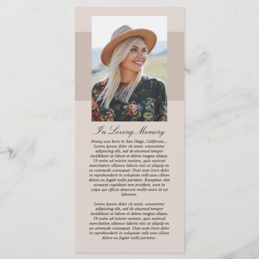 Programme de célébration de la vie de la collecte (Dos)