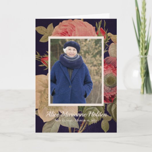 Programme de célébration de la vie des fleurs bleu (Devant)