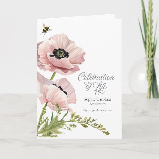 Programme de célébration de la vie des Pies roses (Devant)