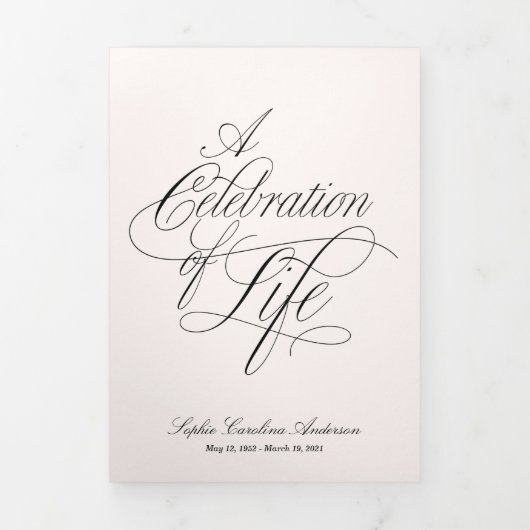 Programme de célébration de vie Scripty (Page de couverture)