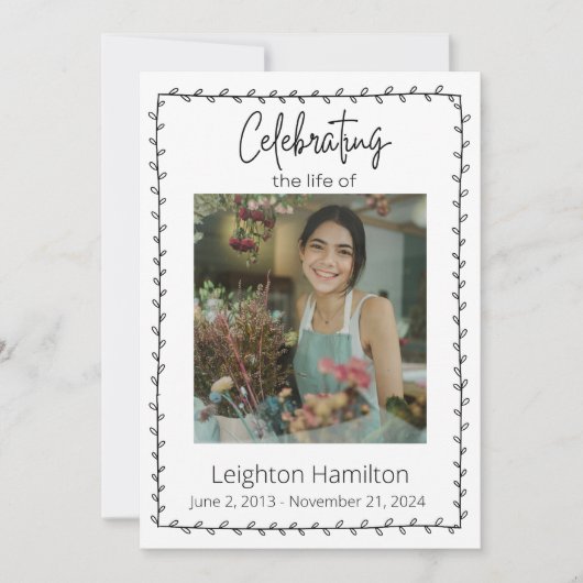 Programme de célébration des funérailles de la feu (Devant)