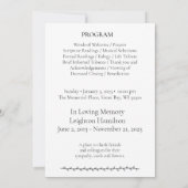 Programme de célébration des funérailles de la feu (Dos)