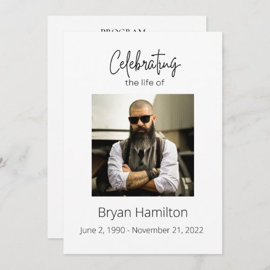 Programme de célébration funéraire simple de vie (Devant / Derrière)