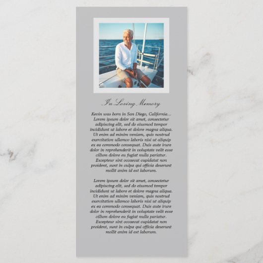 Programme de célébration simple de la vie (Dos)