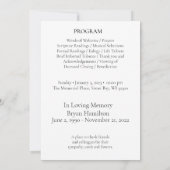 Programme de célébrations funéraires de la dentell (Dos)