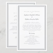 Programme de cérémonie chic de mariage gris et bla (Devant / Derrière)