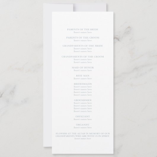 Programme de cérémonie classique  (Dos)