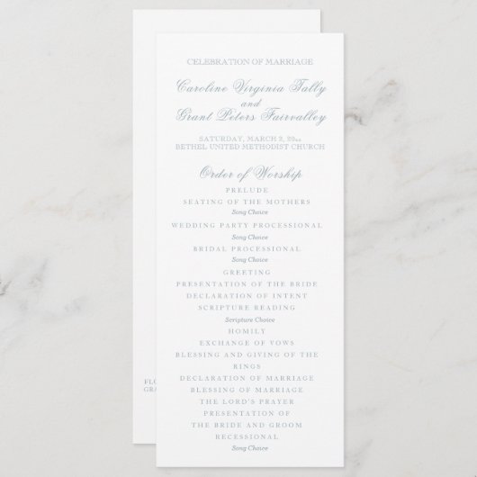 Programme de cérémonie classique  (Devant / Derrière)