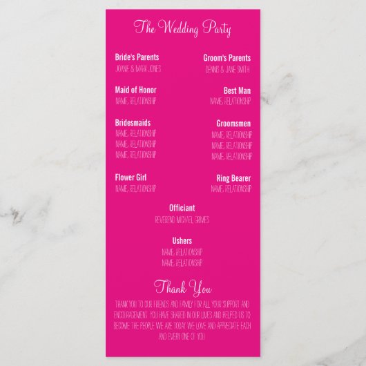 Programme de Cérémonie de Bannière de Charme (Dos)