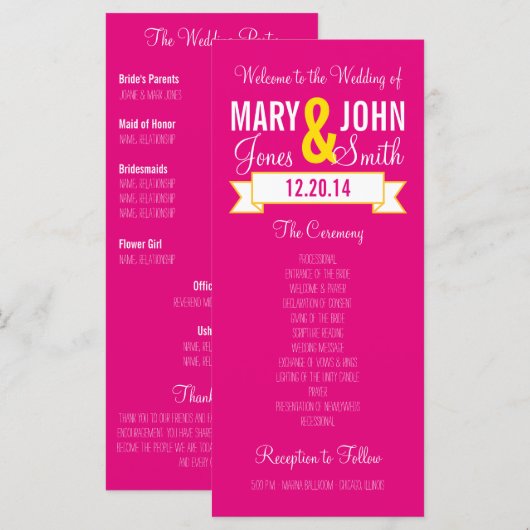 Programme de Cérémonie de Bannière de Charme (Devant / Derrière)