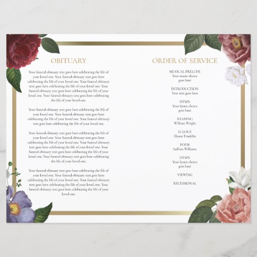 Programme de cérémonie de commande de fleurs mémor (Dos)