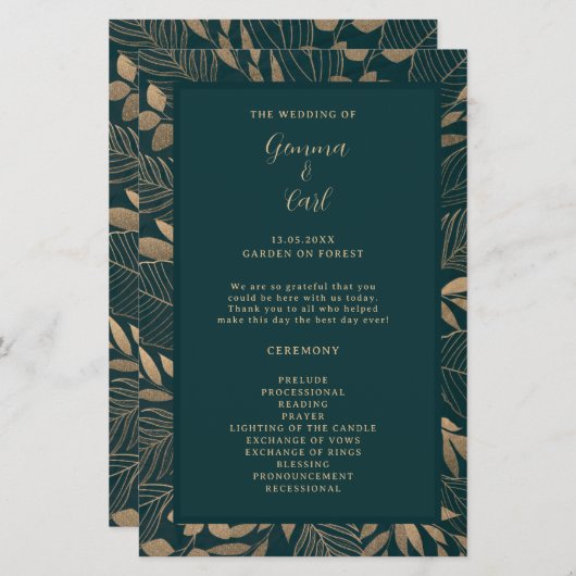 Programme de cérémonie de la feuille de feuillage  (Devant / Derrière)