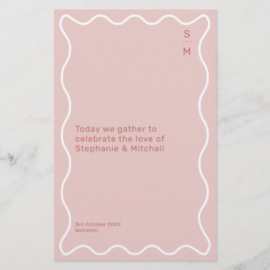 Programme de cérémonie de la frontière rose et bla (Devant)