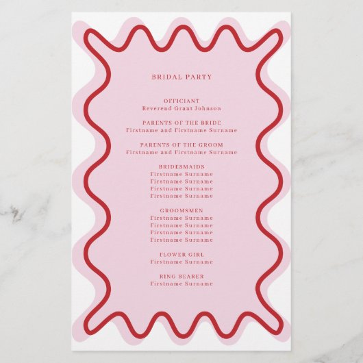 Programme de cérémonie de la frontière rouge rose  (Dos)