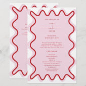 Programme de cérémonie de la frontière rouge rose  (Devant / Derrière)