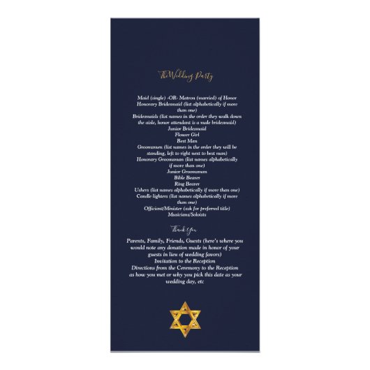 Programme de cérémonie de la Marine et de l'étoile (Dos)