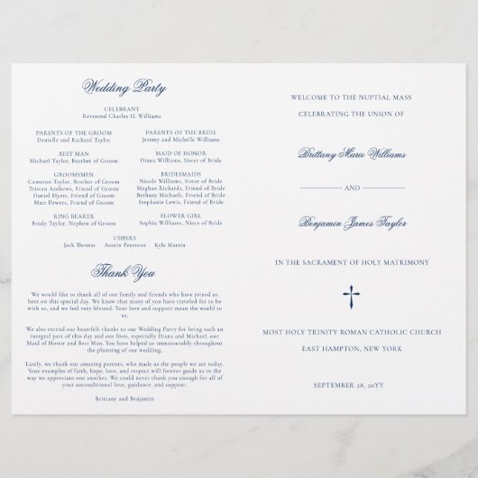 Programme de cérémonie de la Messe des Mariages ca (Devant)