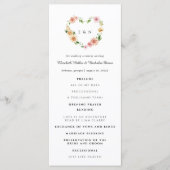Programme de cérémonie de mariage à cœur floral ro (Devant)