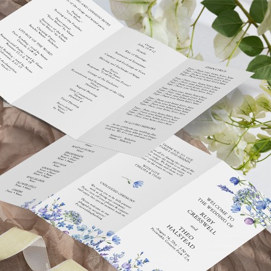 Programme de cérémonie de mariage à la fleur sauva