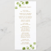 Programme de cérémonie de mariage à la verdure dor (Dos)