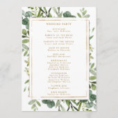 Programme de cérémonie de mariage à la verdure dor (Dos)