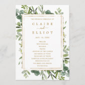 Programme de cérémonie de mariage à la verdure dor (Devant)
